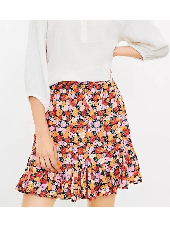LOFT Dresses & Skirts - LOFT Floral Skater with a pink and Orange Blooms Size Small